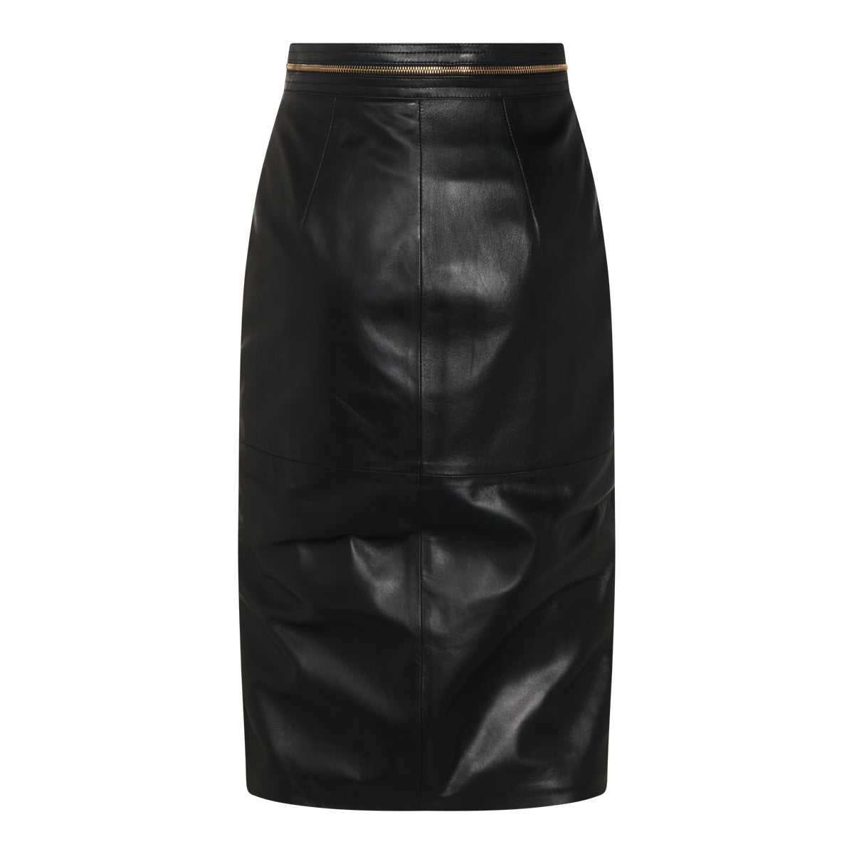 BLACK LEATHER PENCIL SKIRT