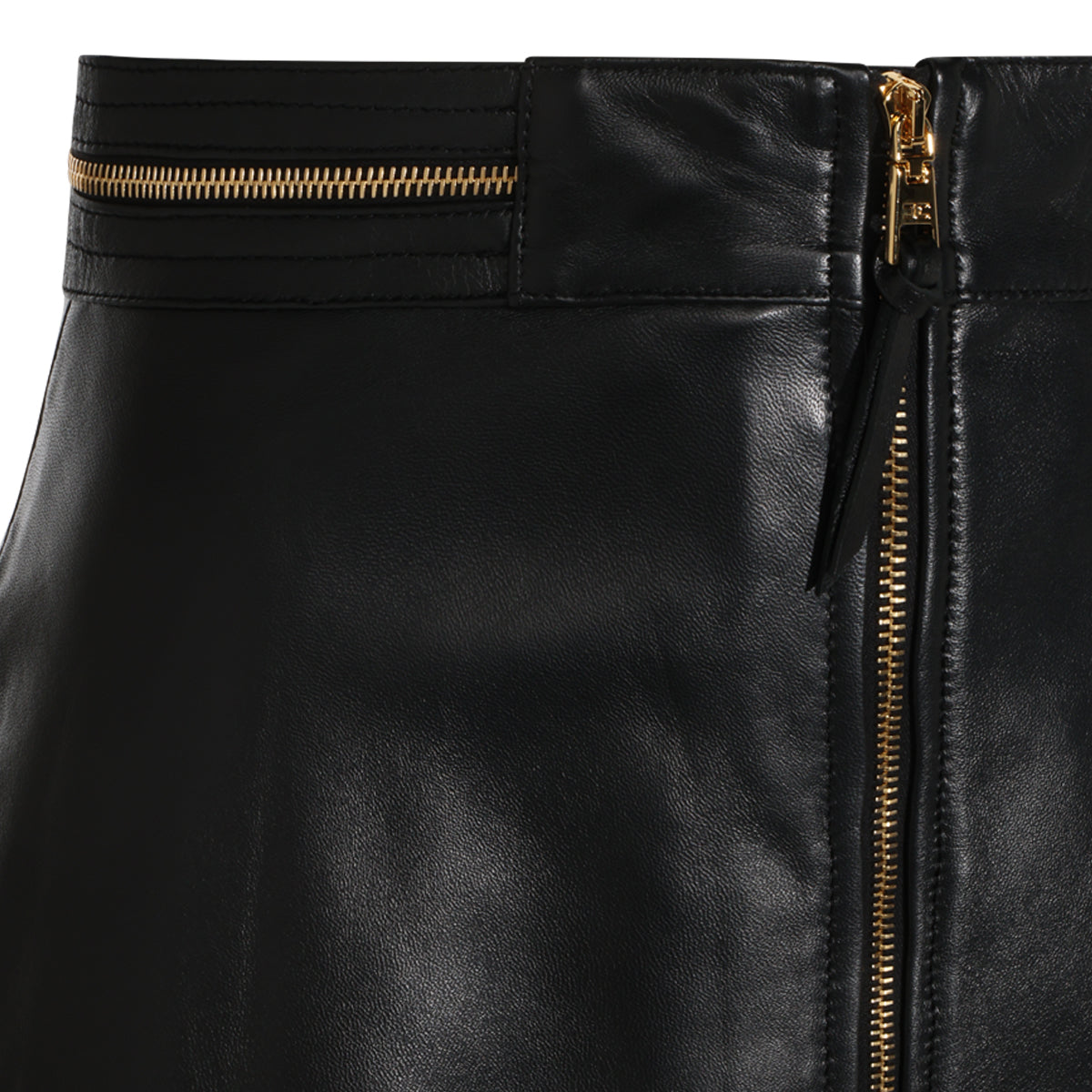 BLACK LEATHER PENCIL SKIRT