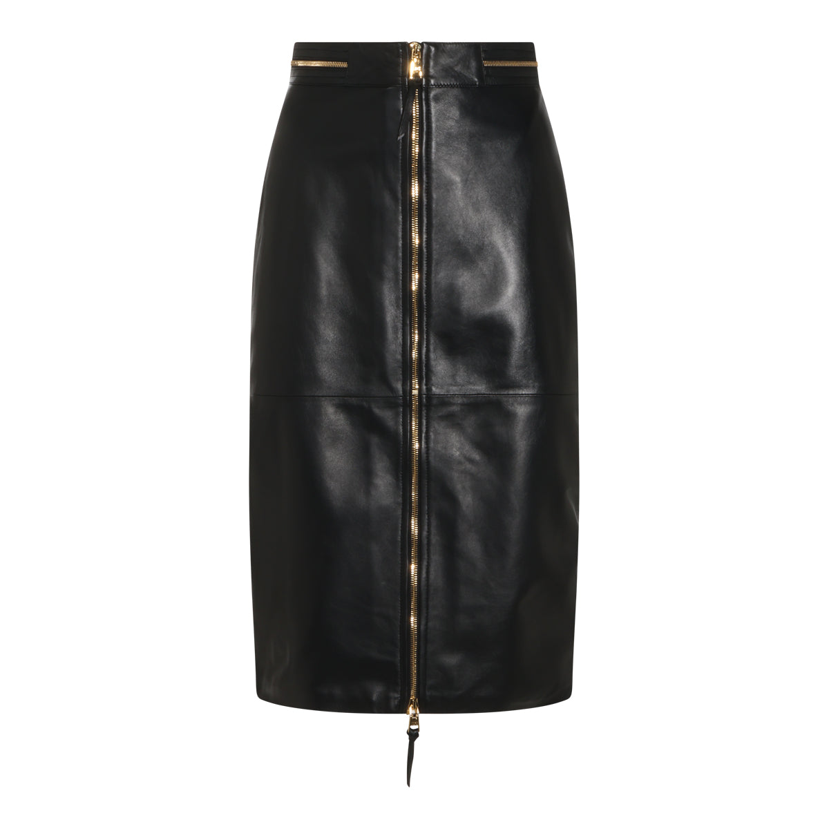 BLACK LEATHER PENCIL SKIRT