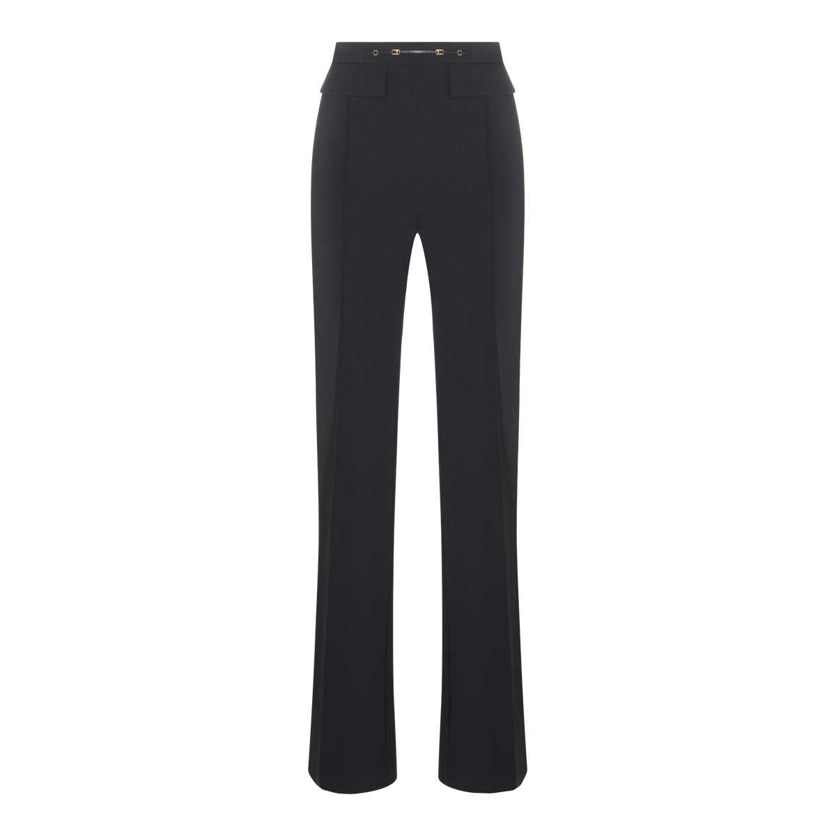 BLACK STRETCH FLARED PANTS