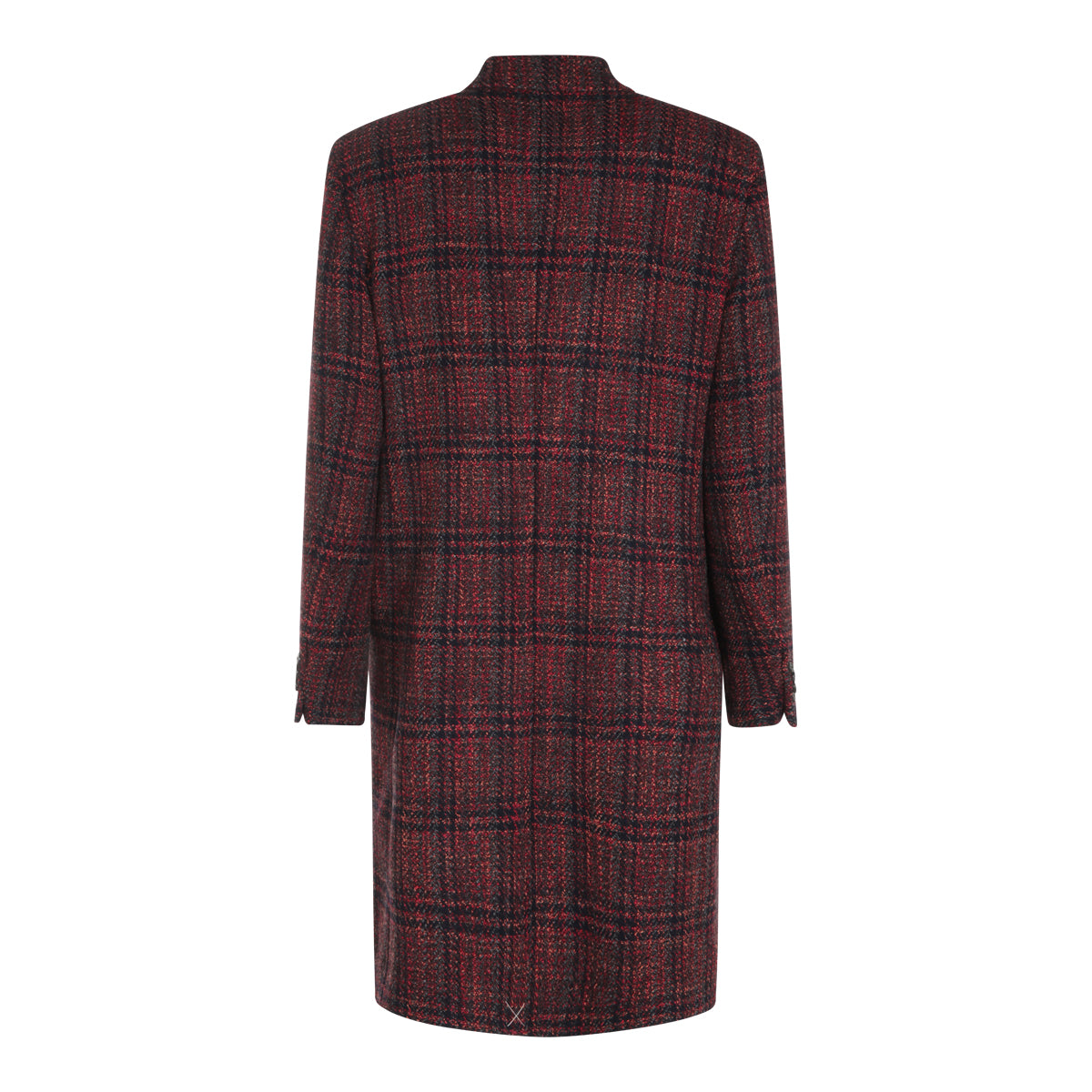 DARK RED AND BROWN WOOL COAT