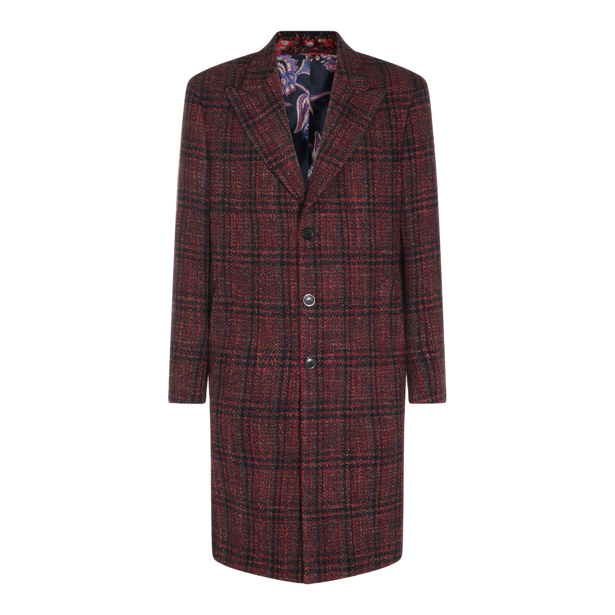 DARK RED AND BROWN WOOL COAT
