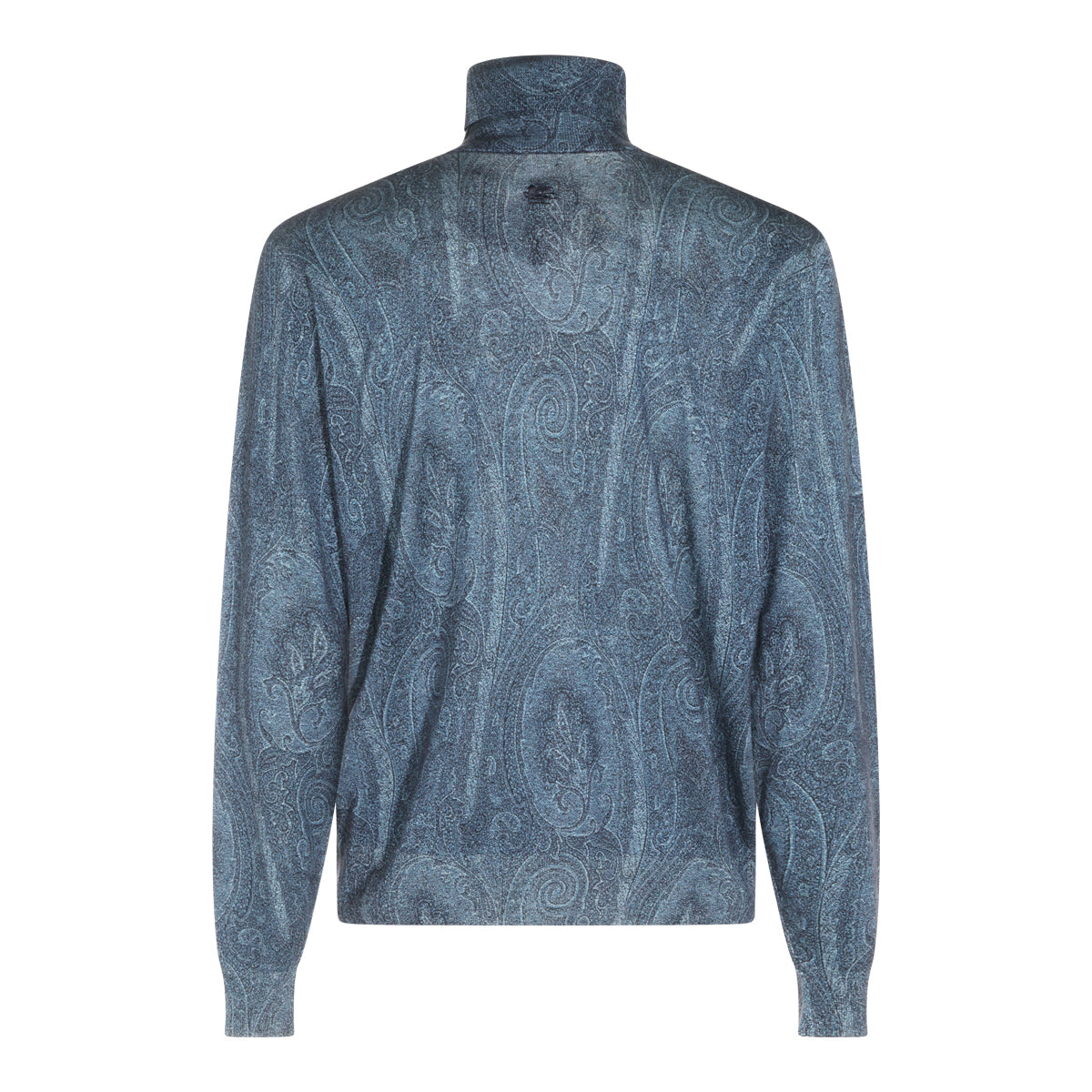 LIGHT BLUE SILK AND CASHMERE PAISLEY SWEATER
