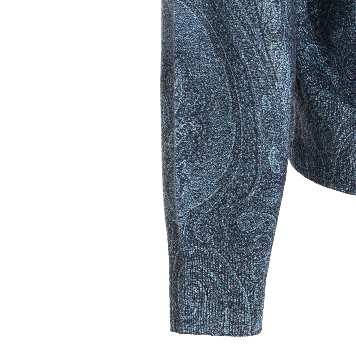 LIGHT BLUE SILK AND CASHMERE PAISLEY SWEATER