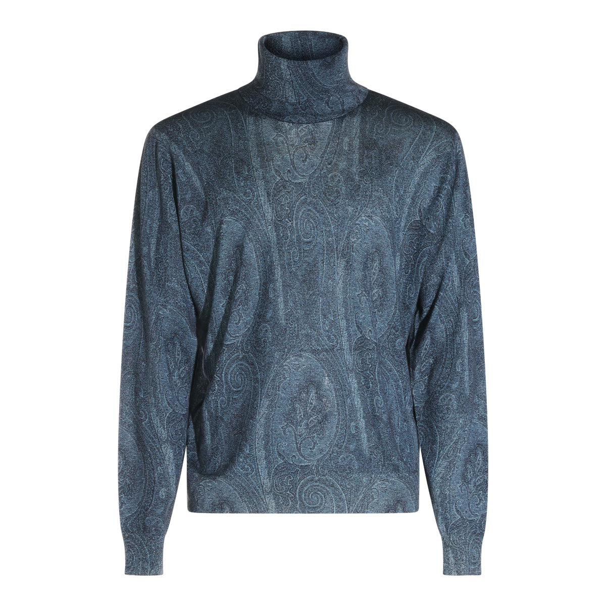 LIGHT BLUE SILK AND CASHMERE PAISLEY SWEATER