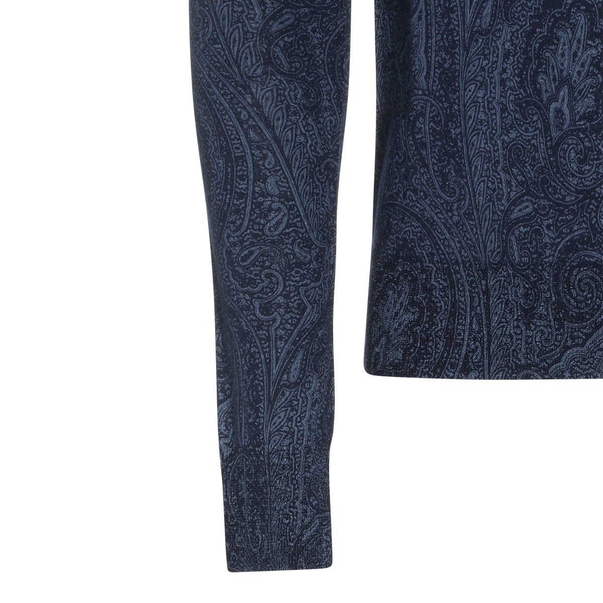 NAVY WOOL AND SILK BLEND ARNICA SWEATER