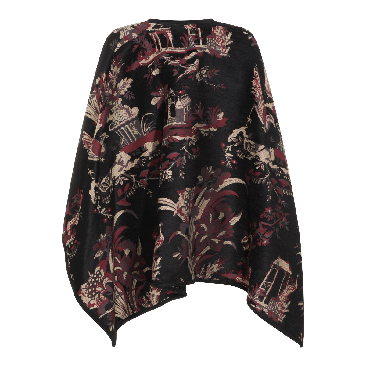 BORDEAUX COTTON BLEND FLORAL CAPE