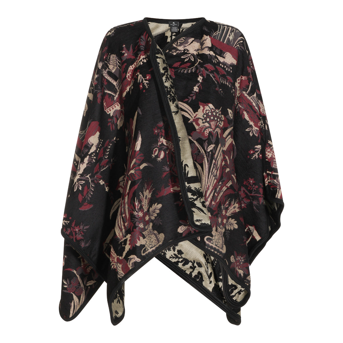 BORDEAUX COTTON BLEND FLORAL CAPE