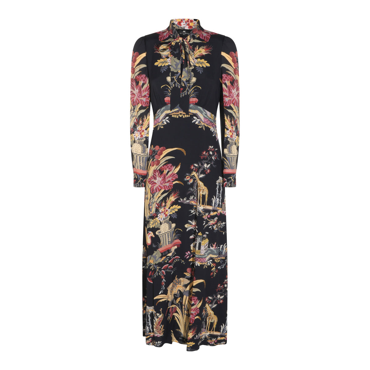 BLACK AND BORDEAUX LONG DRESS