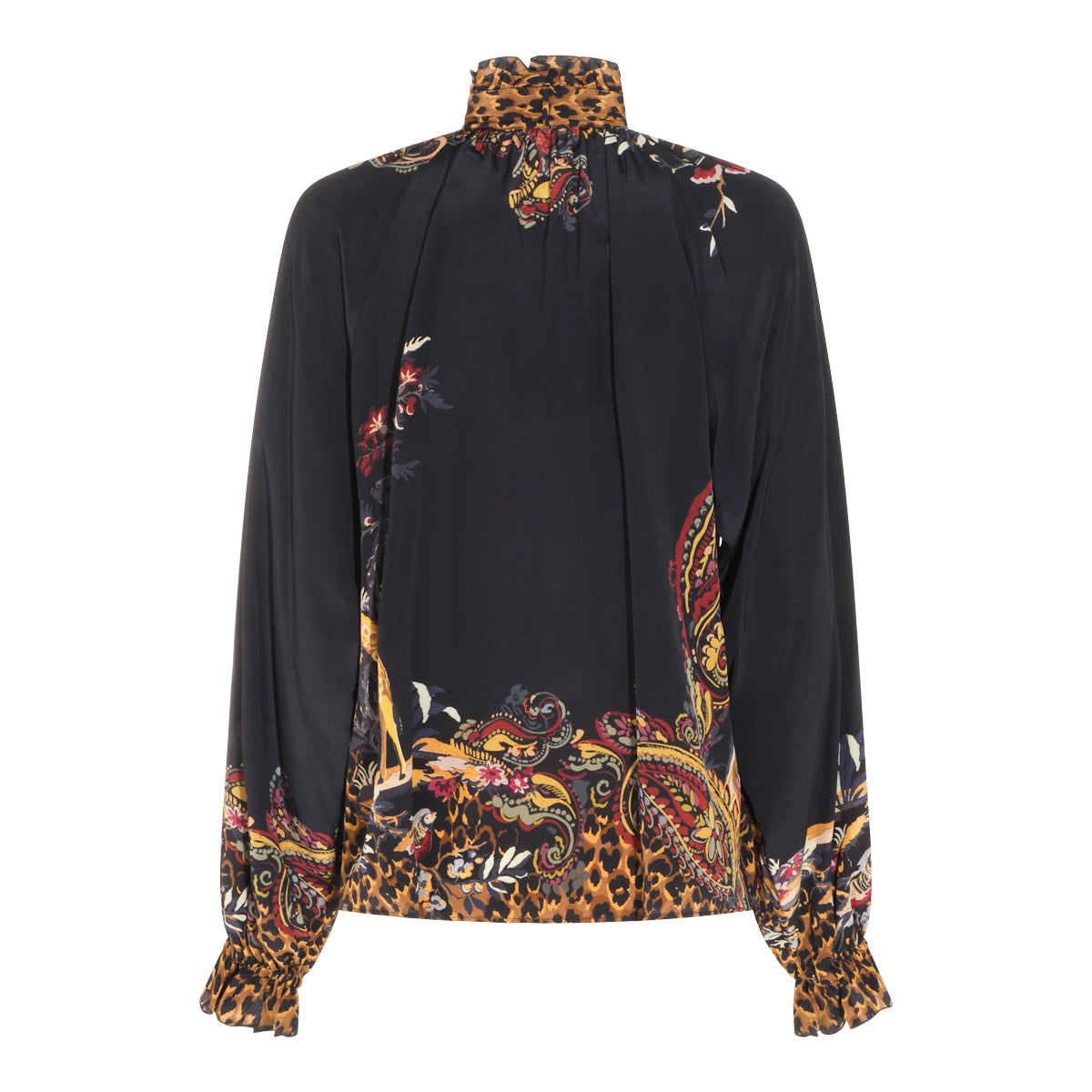BLACK AND BORDEAUX SILK SHIRT