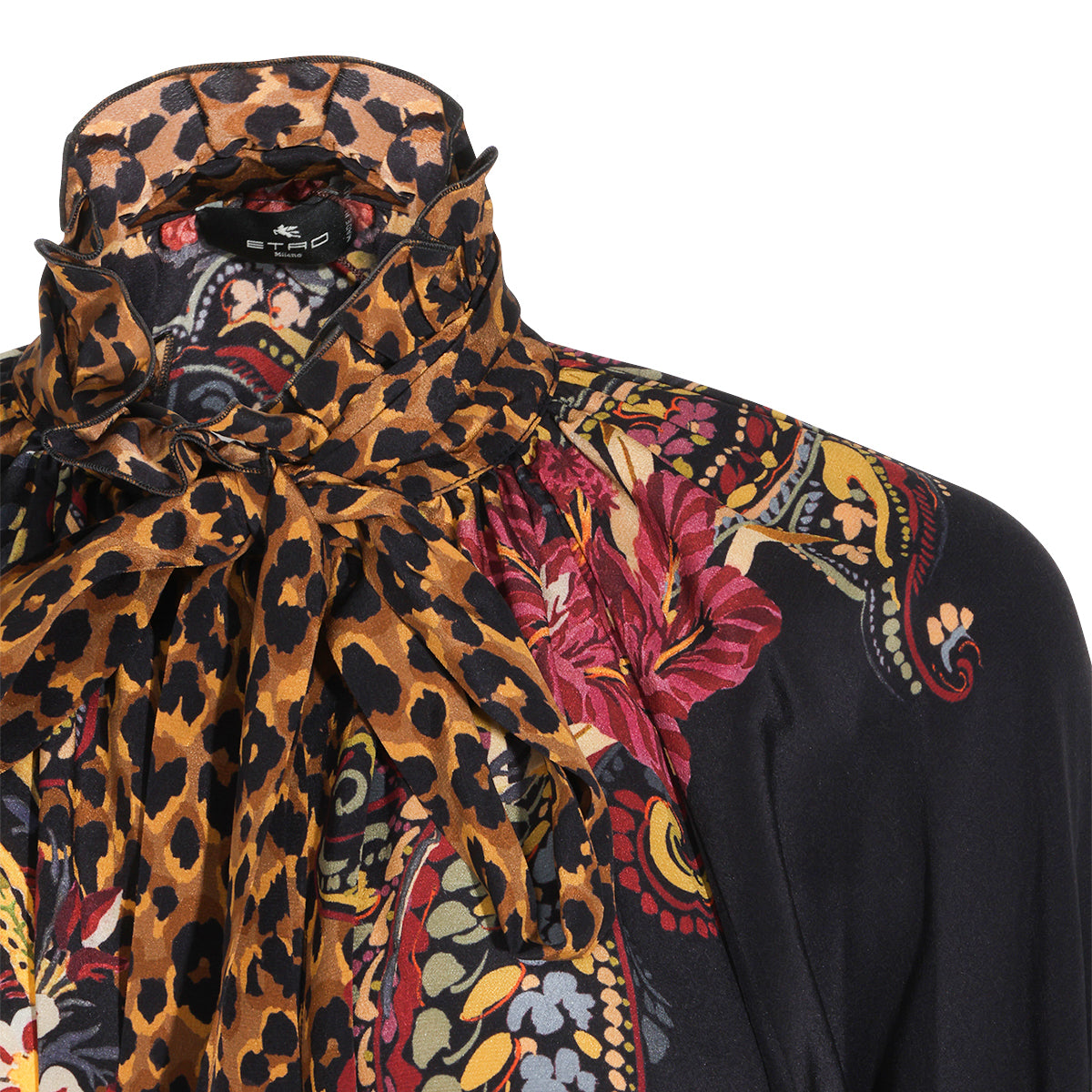 BLACK AND BORDEAUX SILK SHIRT