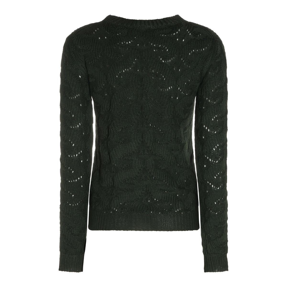 GREEN WOOL BLEND LACE SWEATER