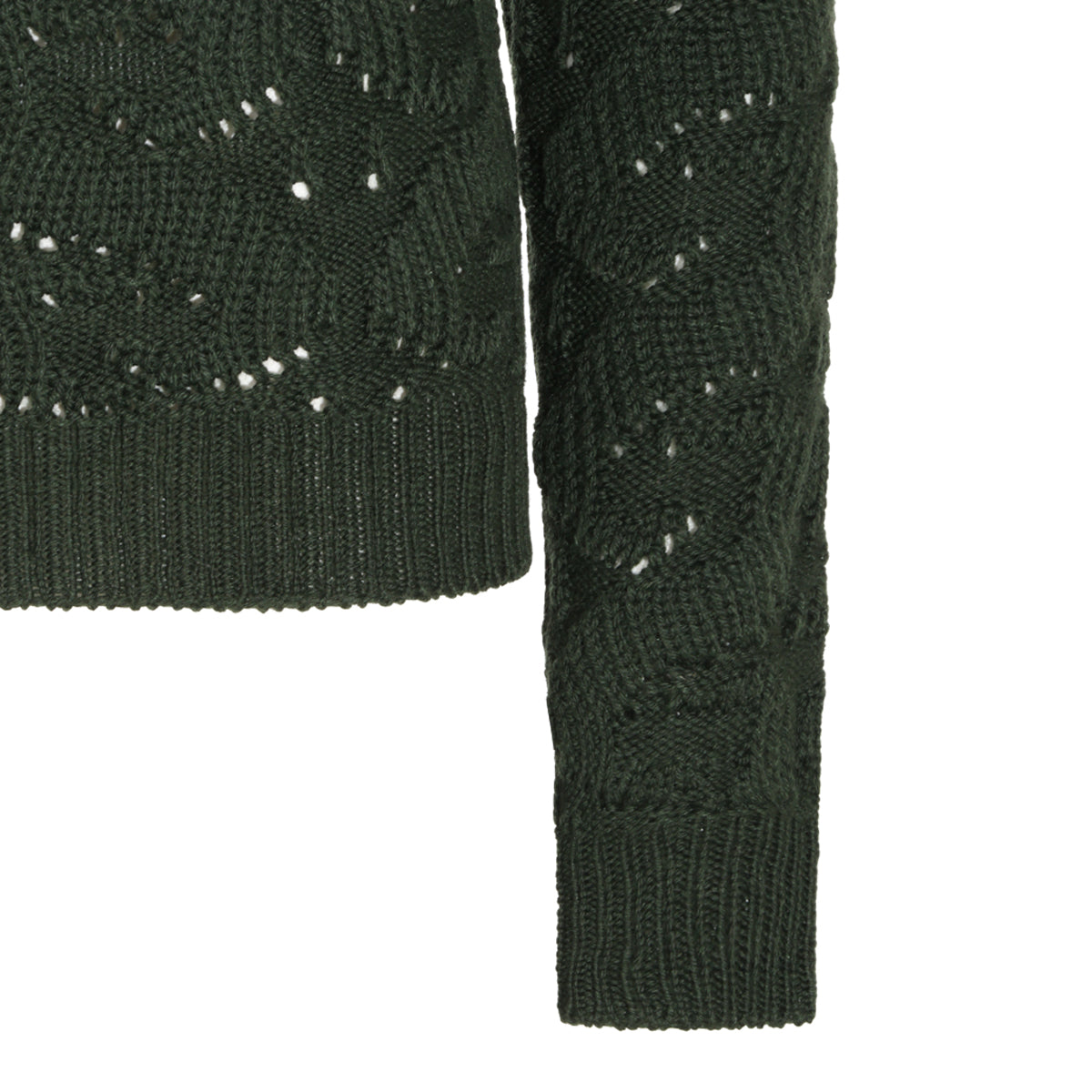 GREEN WOOL BLEND LACE SWEATER