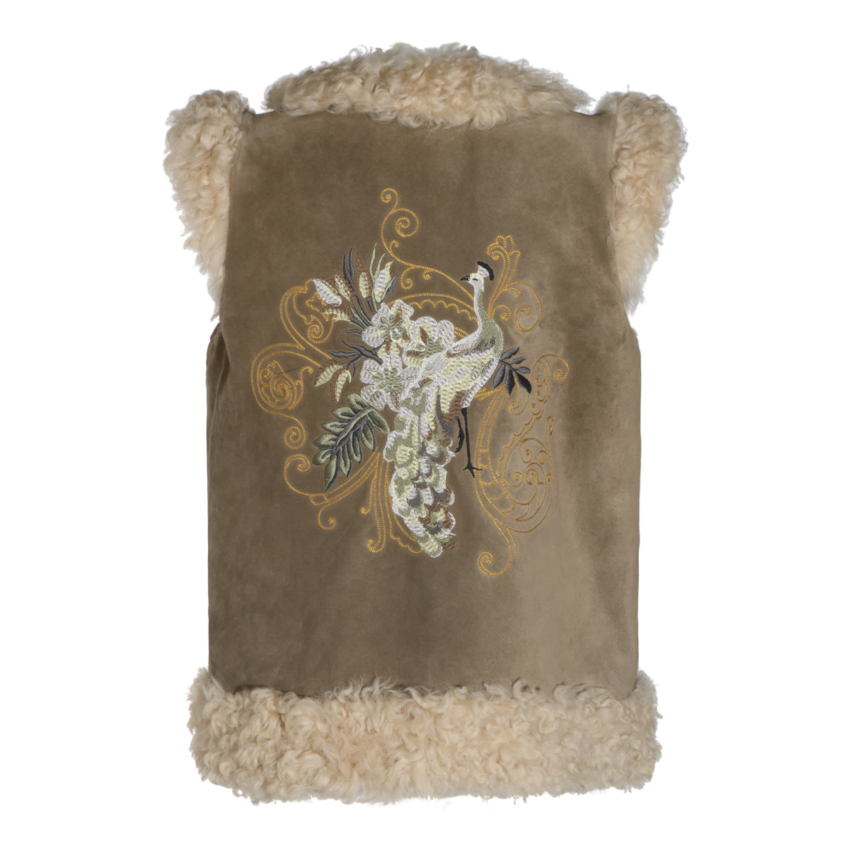 BEIGE LEATHER SHEARLING JACKET