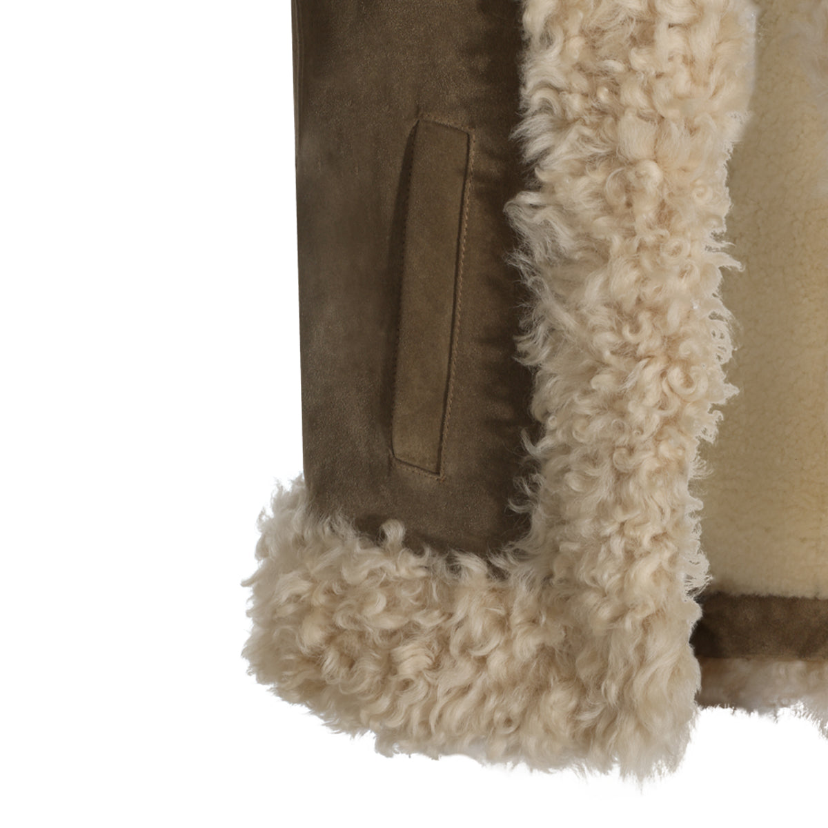 BEIGE LEATHER SHEARLING JACKET