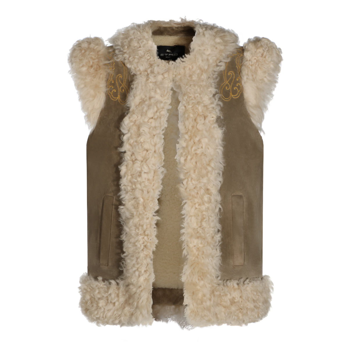 BEIGE LEATHER SHEARLING JACKET