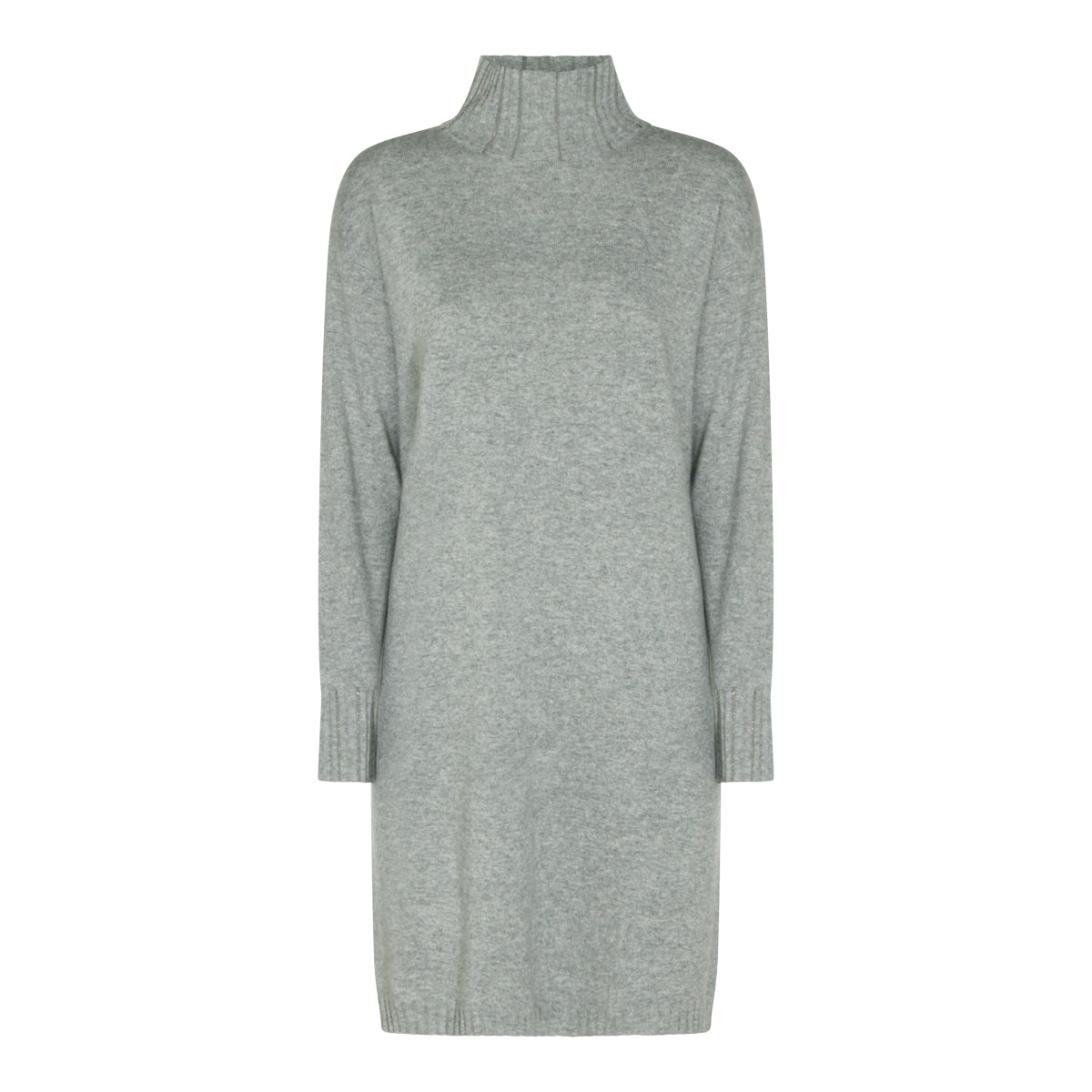 DARK GREY WOOL AND CASHMERE BLEND LONG DRESS