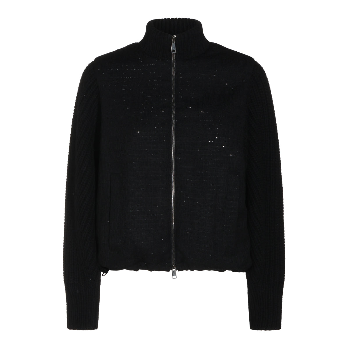 BLACK VIRGIN WOOL BLEND CASUAL JACKET