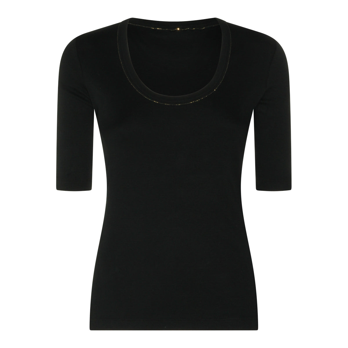 BLACK COTTON STRETCH T-SHIRT