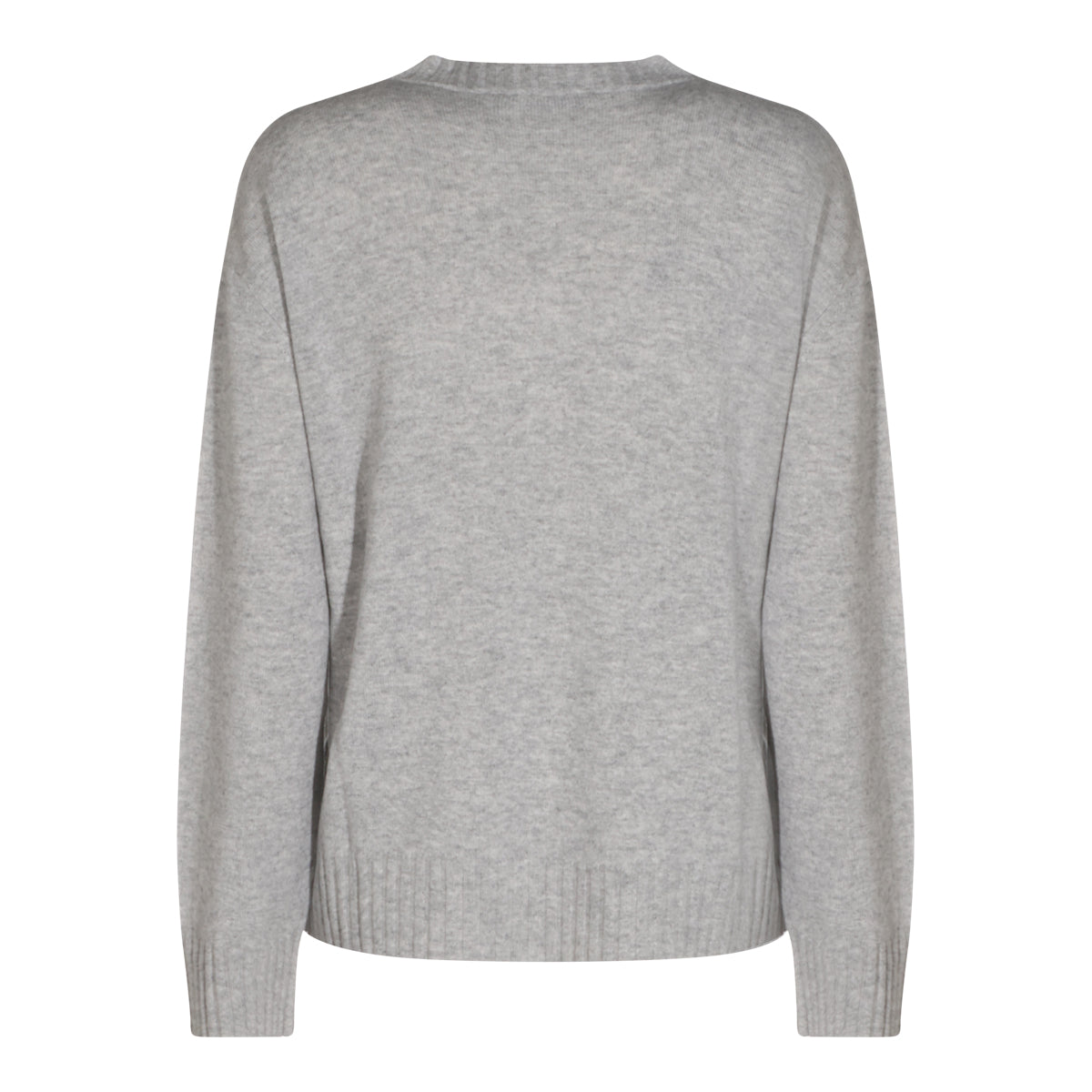 LIGHT GREY CASHMERE VIRGIN WOOL AND SILK BLEND SWEATER