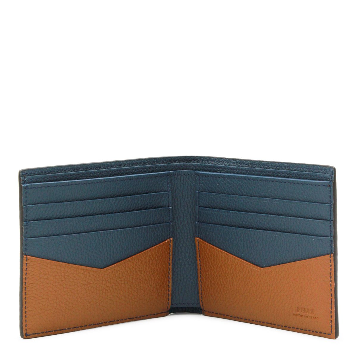 DARK YELLOW AND BLUE LEATHER WALLET