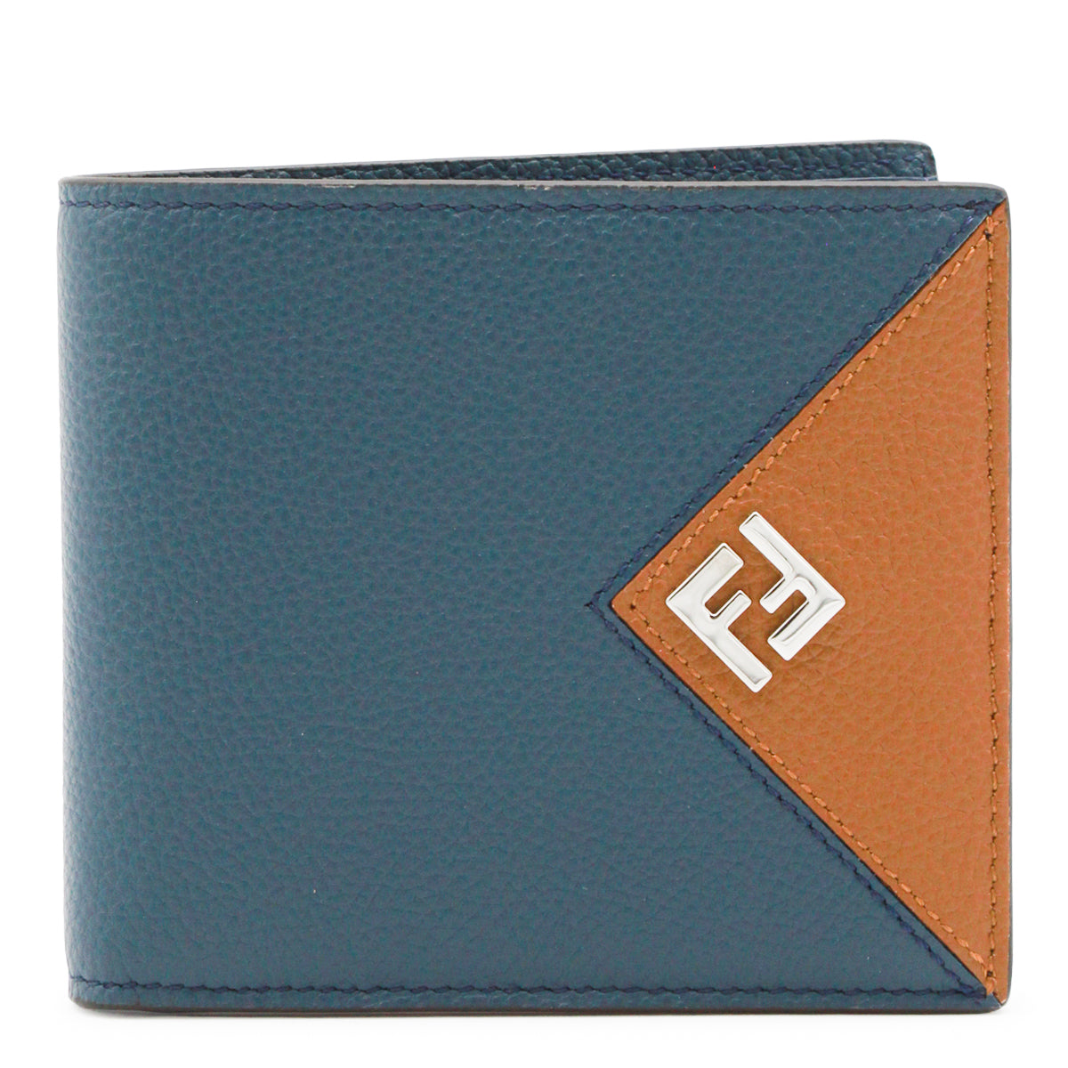 DARK YELLOW AND BLUE LEATHER WALLET