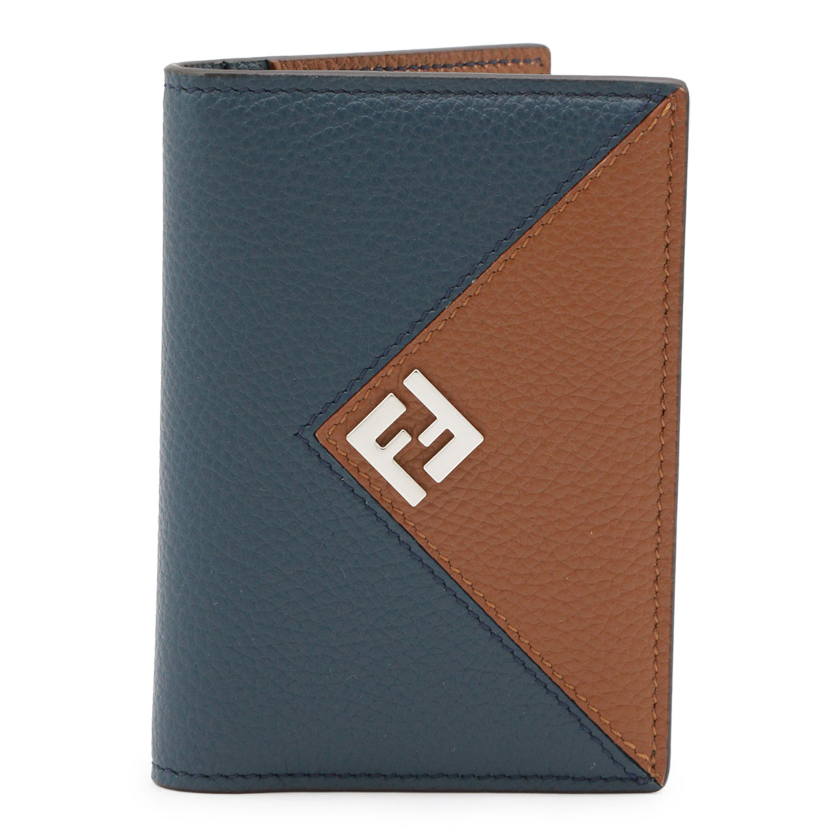BLUE AND BROWN LEATHER CARD HOLDER