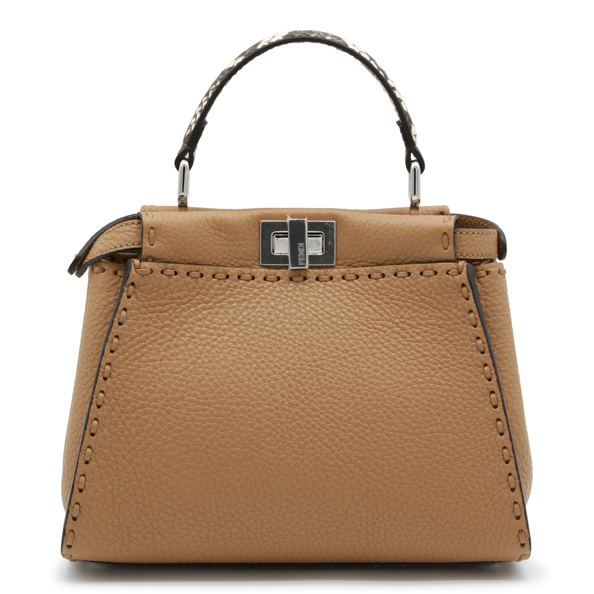 LIGHT BROWN LEATHER PEKABOO TOP HANDLE BAG