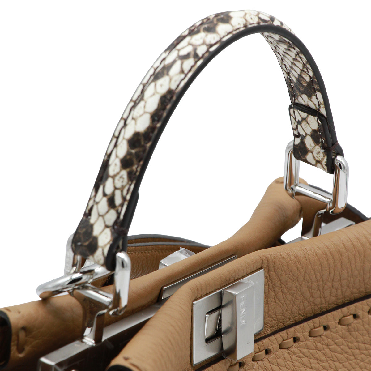 LIGHT BROWN LEATHER PEKABOO TOP HANDLE BAG