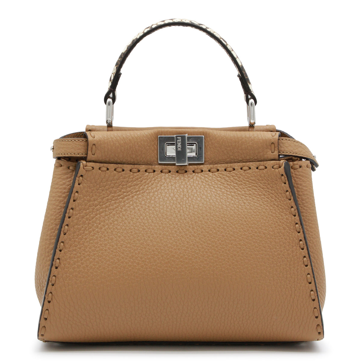 LIGHT BROWN LEATHER PEKABOO TOP HANDLE BAG