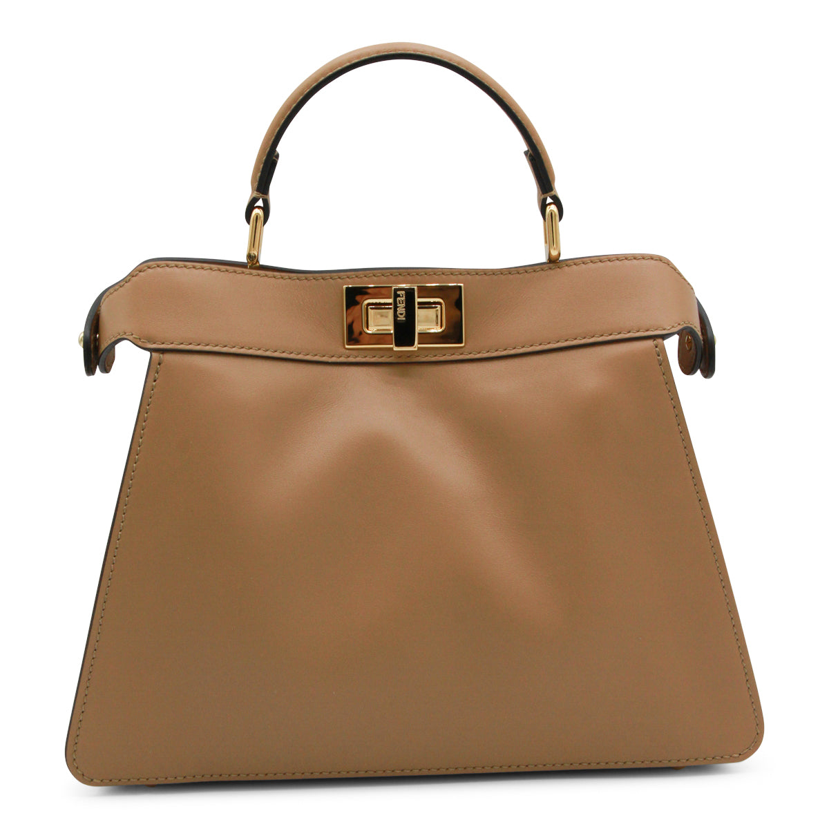 CAMEL LEATHER PEKABOO SMALL TOP HANDLE BAG
