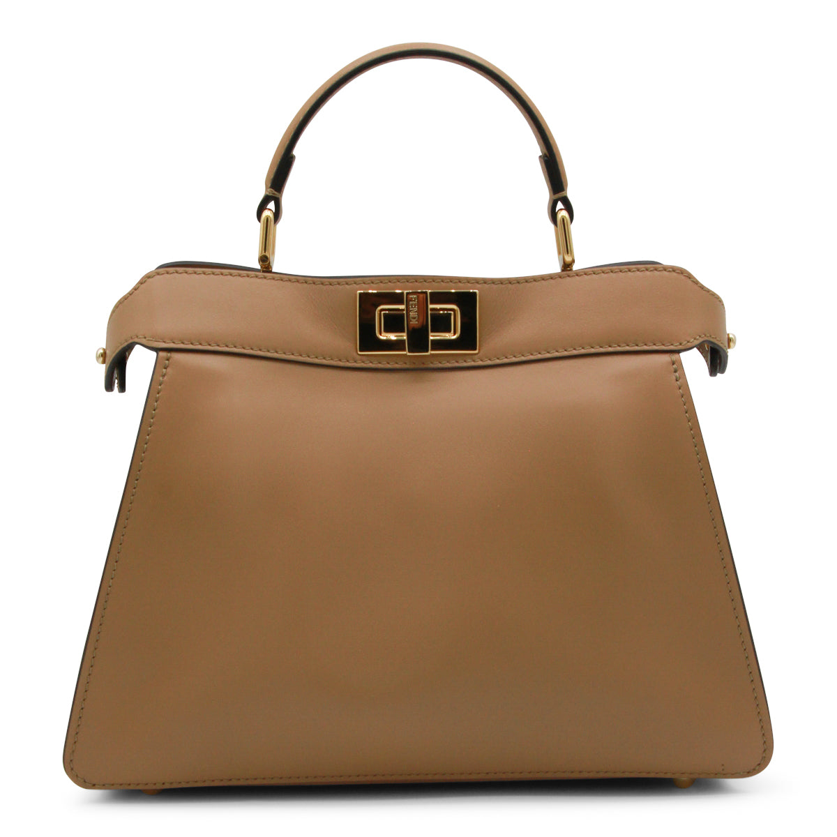 CAMEL LEATHER PEKABOO SMALL TOP HANDLE BAG