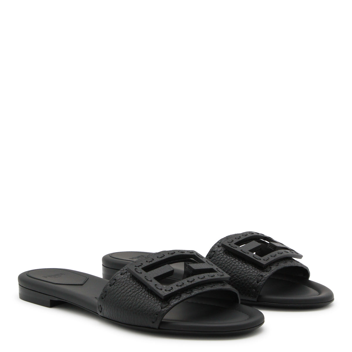 BLACK LEATHER FLATS