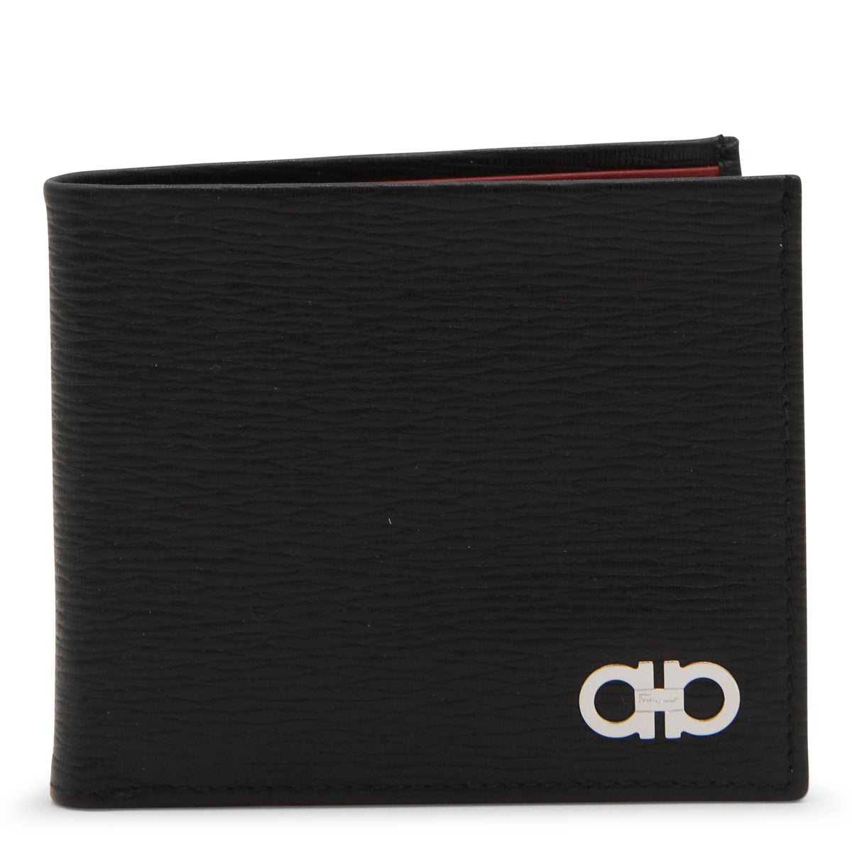 BLACK LEATHER GANCINI BIFOLD WALLET