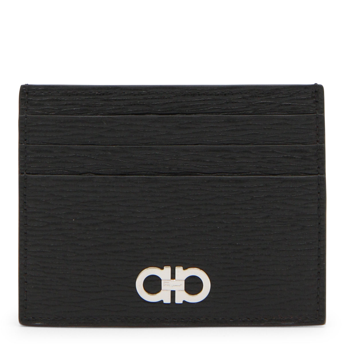 BLACK LEATHER GANCINI CARDHOLDER