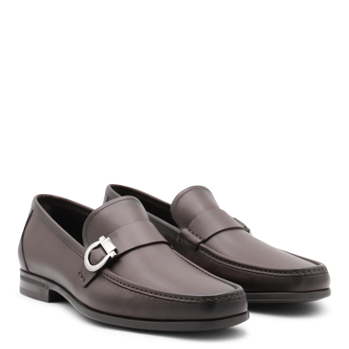 DARK BROWN LEATHER GANCINI LOAFERS