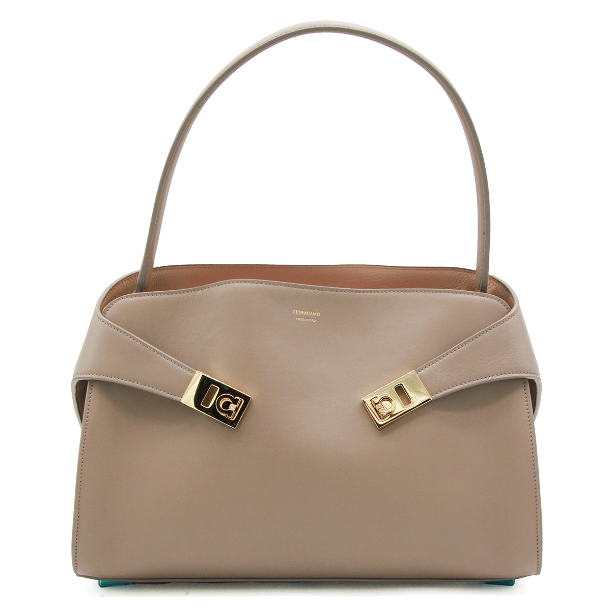 TAUPE LEATHER HUG SH S TOTE