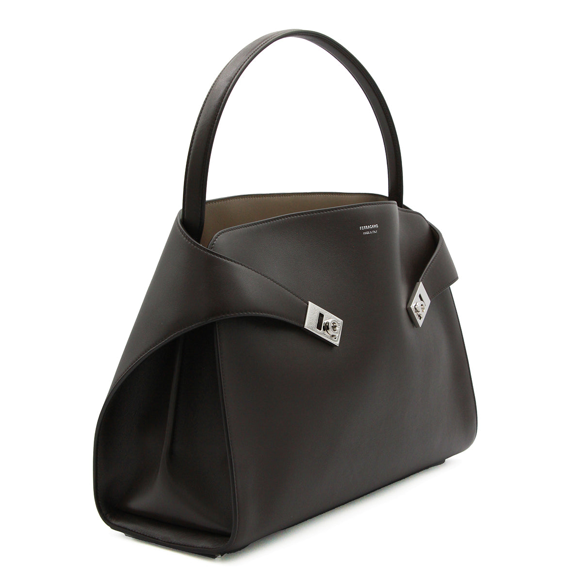 DEEP BROWN LEATHER HUG TOTE BAG