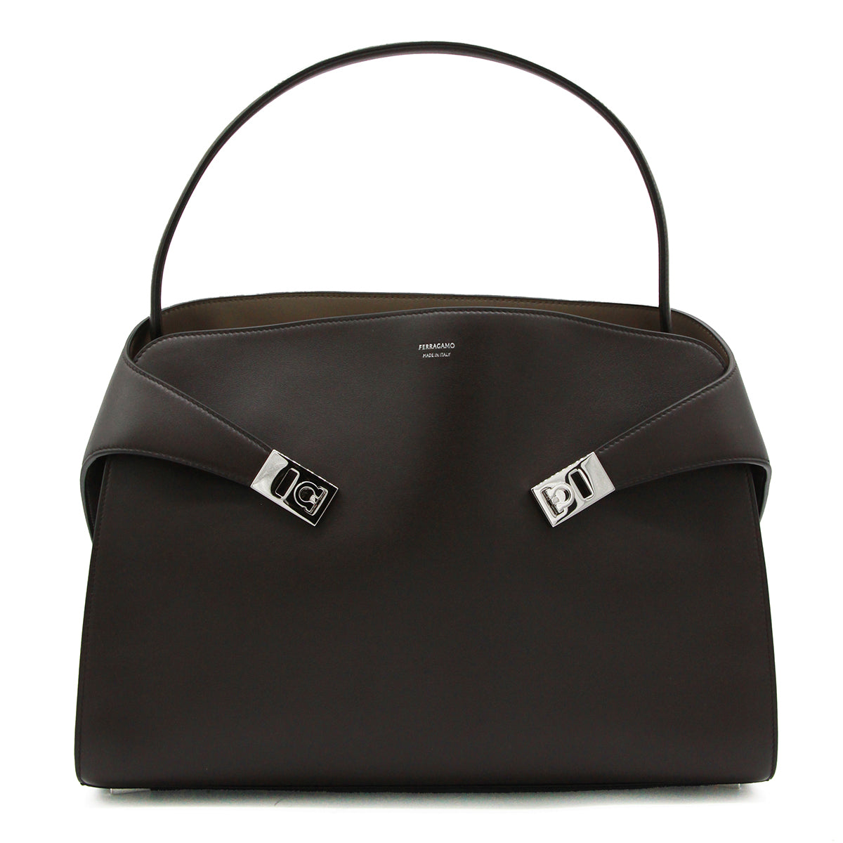 DEEP BROWN LEATHER HUG TOTE BAG