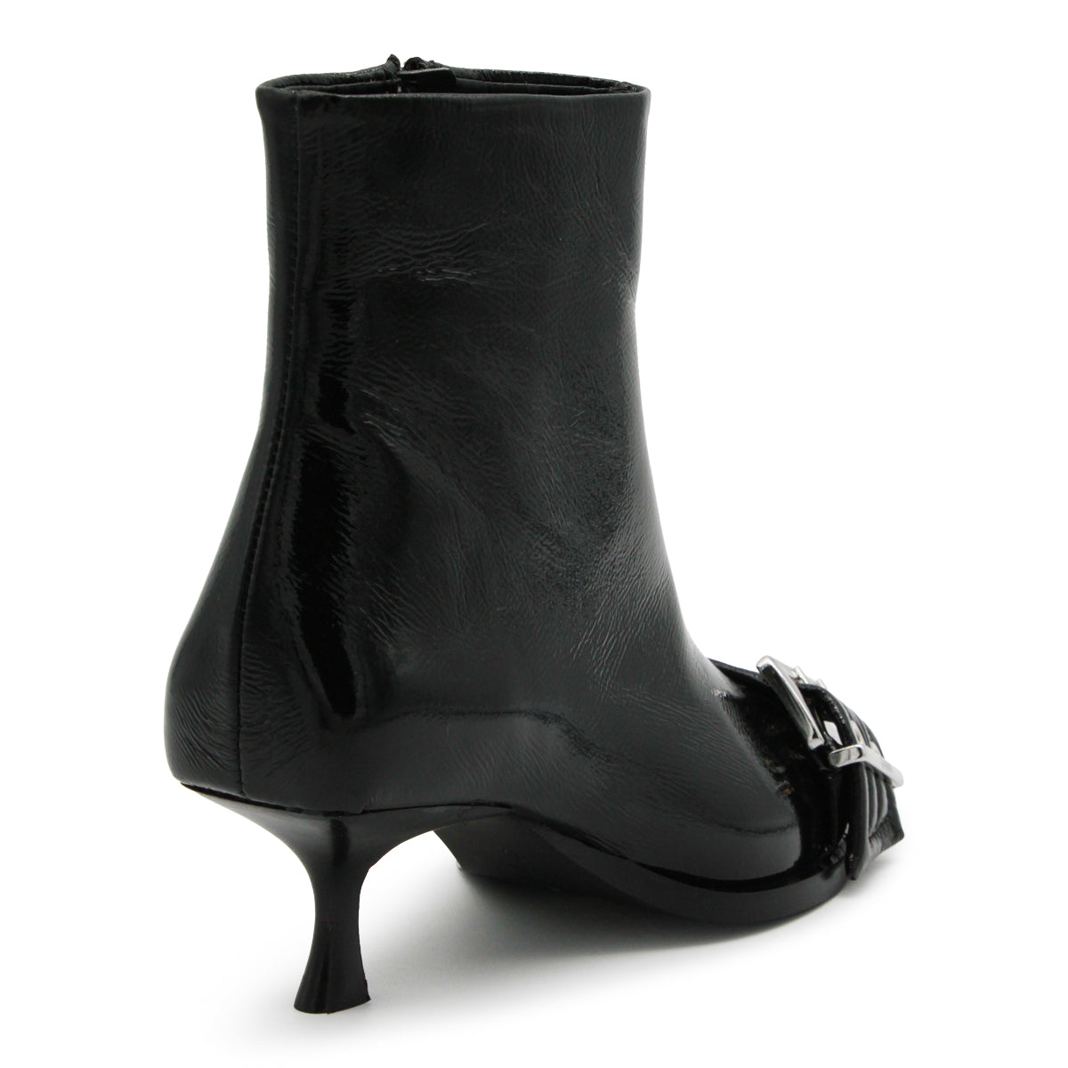 BLACK LEATHER BUCKLE BOOTS