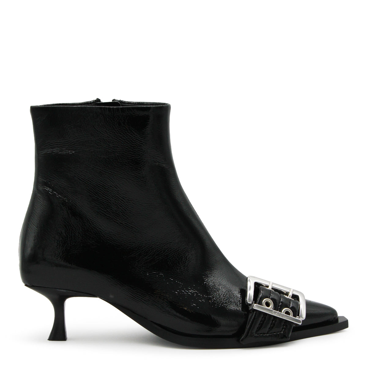 BLACK LEATHER BUCKLE BOOTS