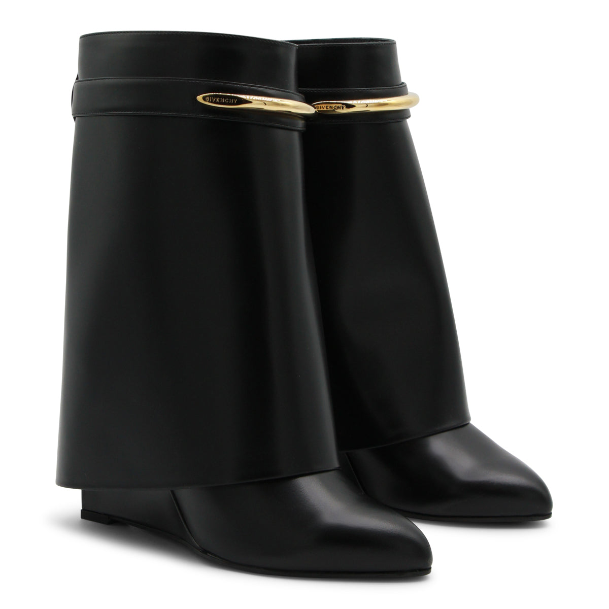 BLACK LEATHER SHARK BOOTS