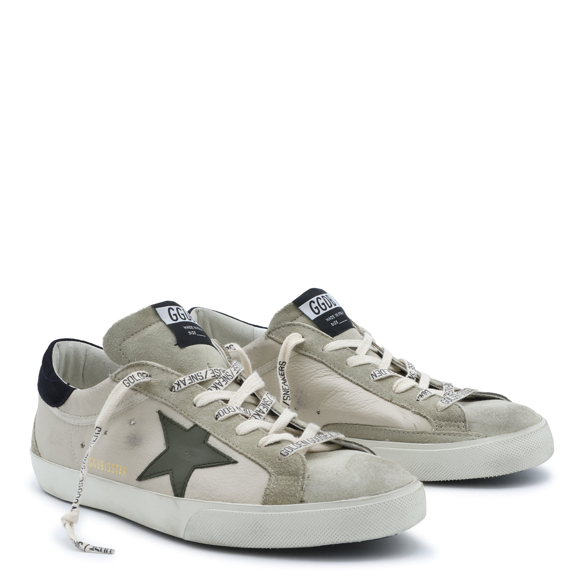GREY AND BLUE LEATHER SUPER STAR SNEAKERS