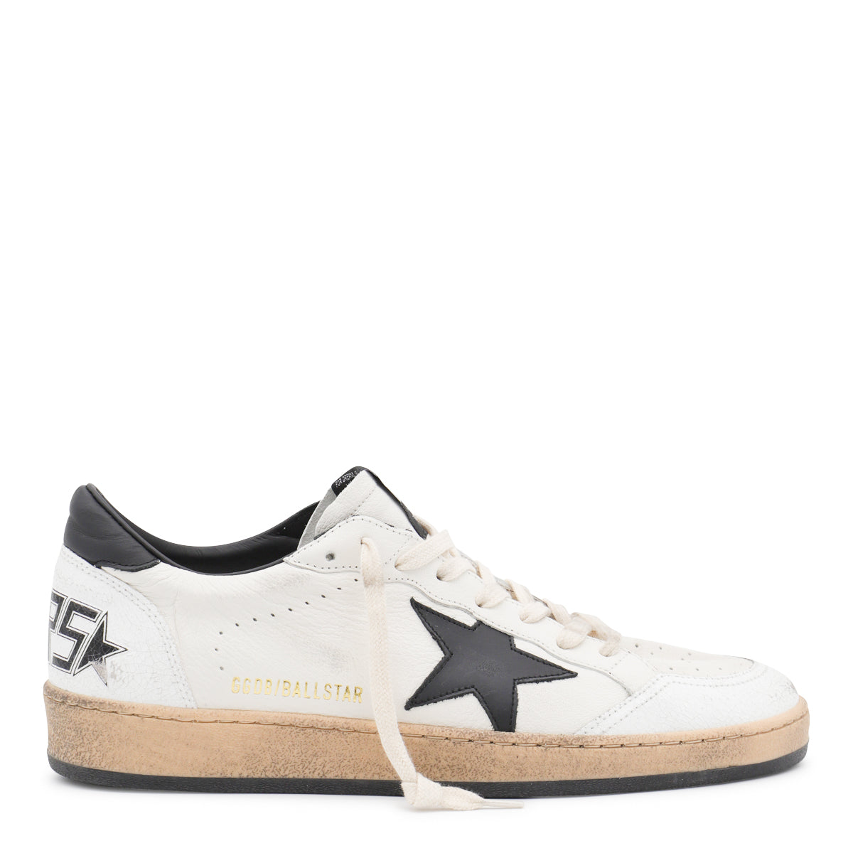 WHITE AND BLACK LEATHER BALLSTAR SNEAKERS