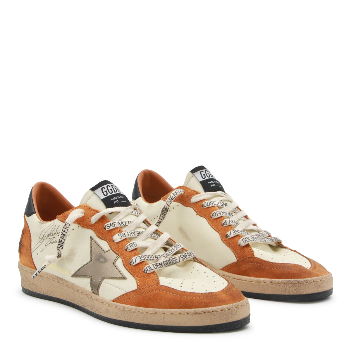 ORANGE AND WHITE LEATHER BALL STAR SNEAKERS