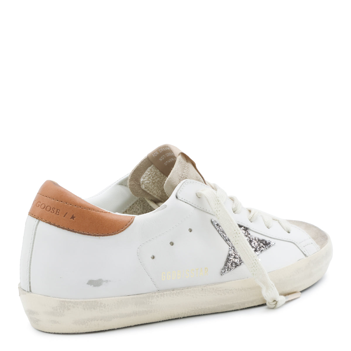 WHTIE BEIGE AND BROWN LEATHER SUPER STAR SNEAKERS