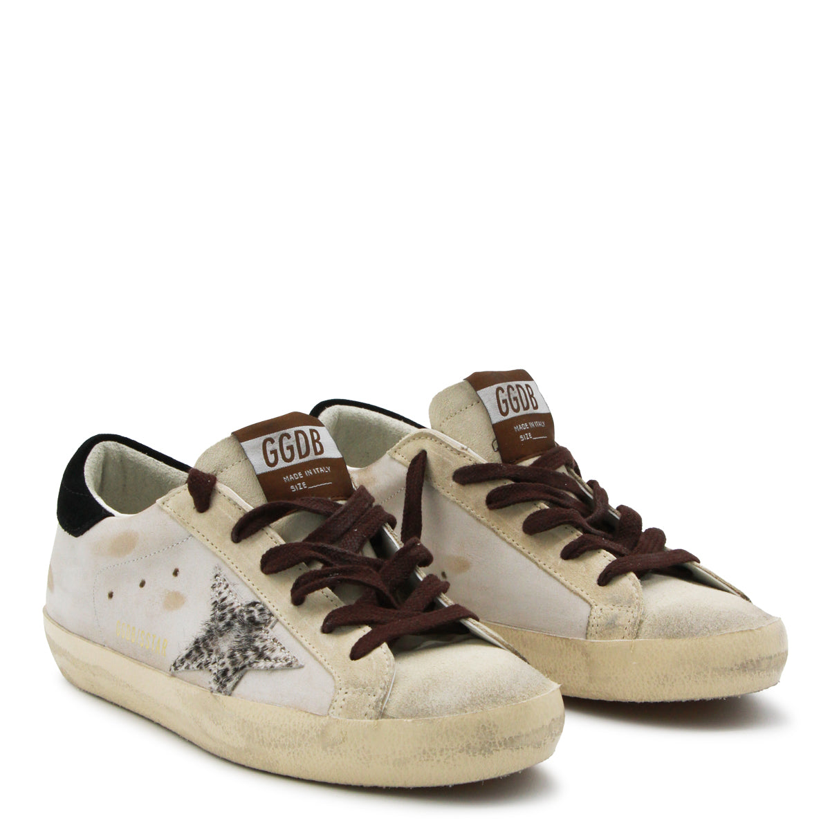 WHITE AND BLACK LEATHER SUPER STAR SNEAKERS