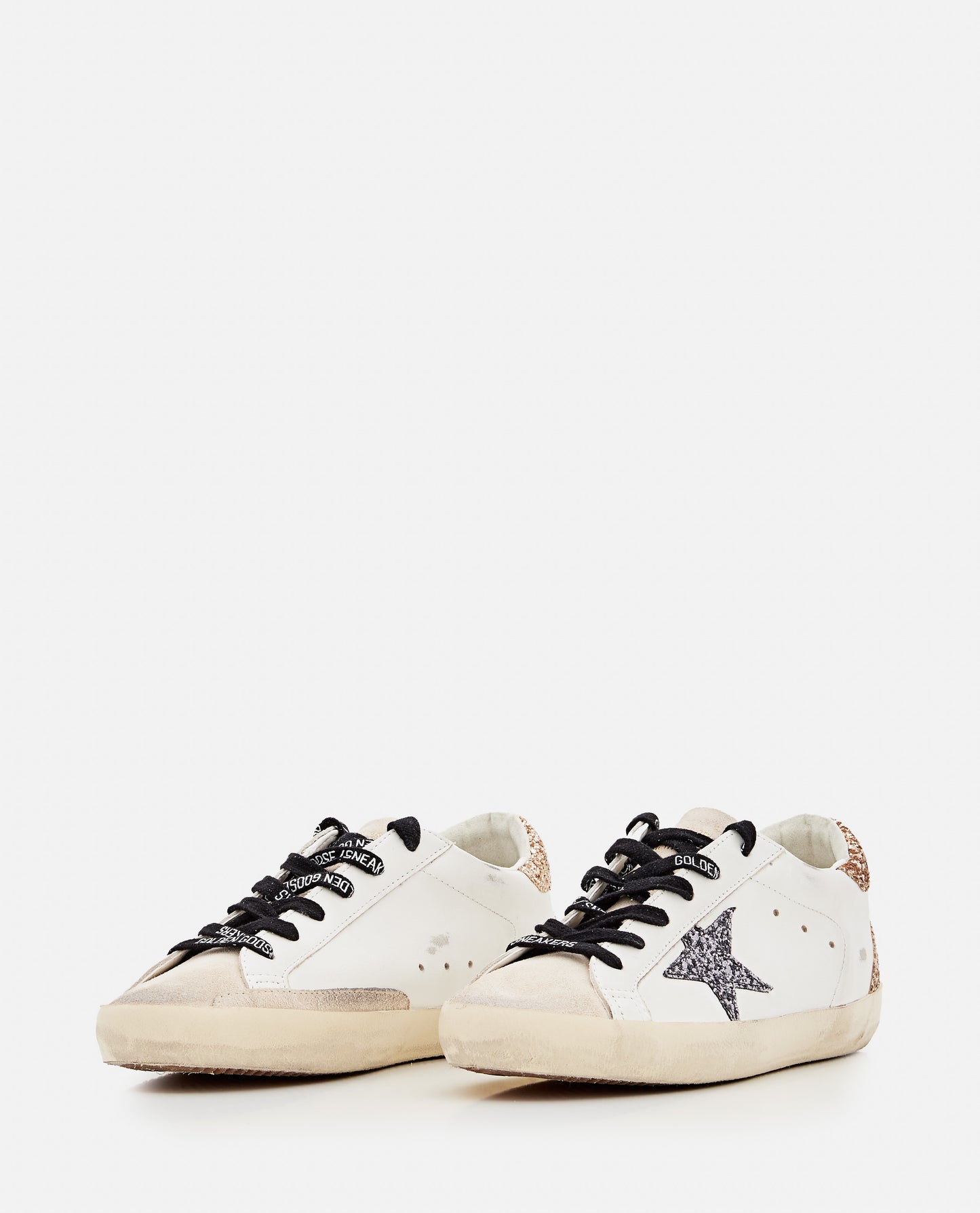 SUPER STAR LEATHER AND GLITTER SNEAKERS