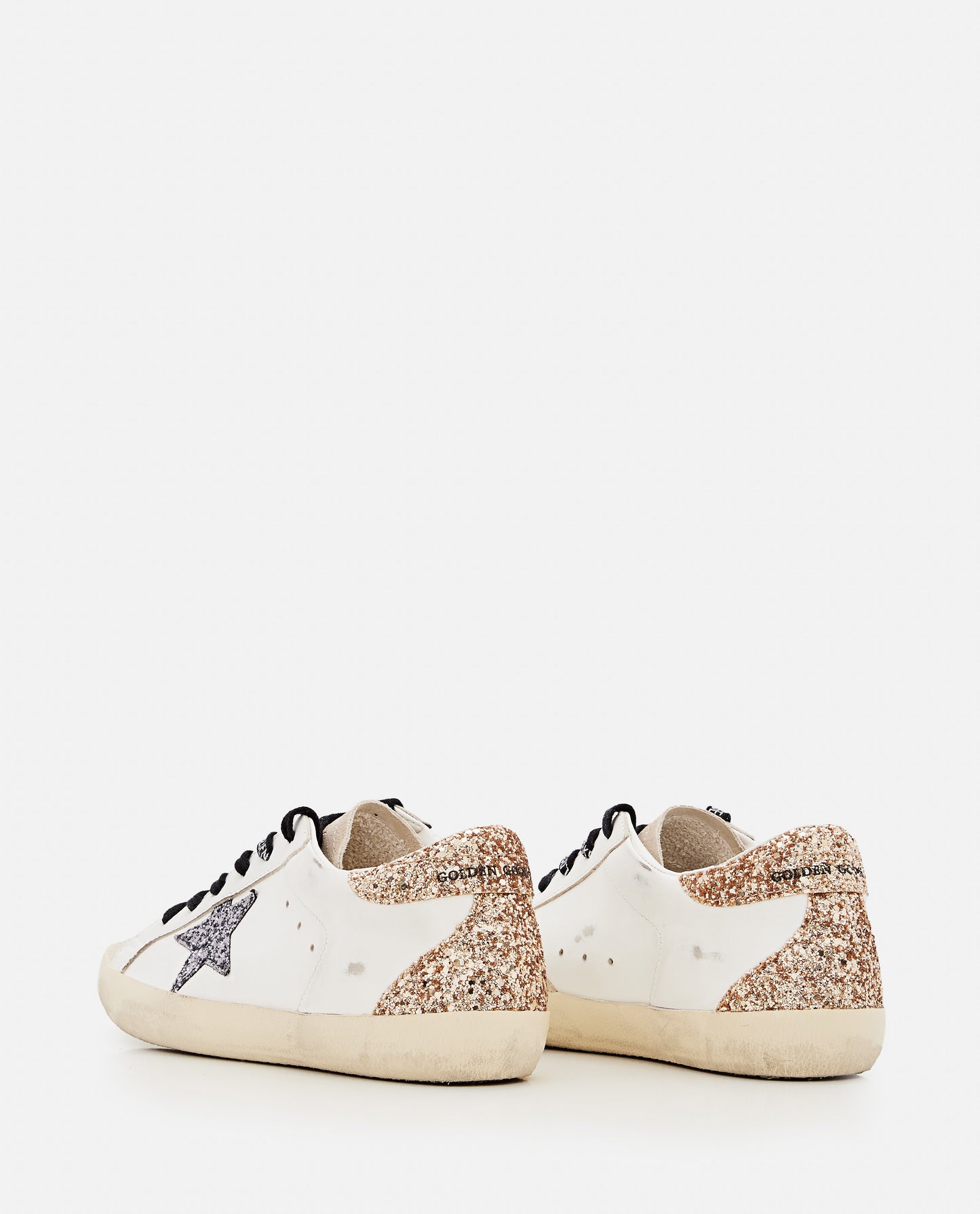 SUPER STAR LEATHER AND GLITTER SNEAKERS