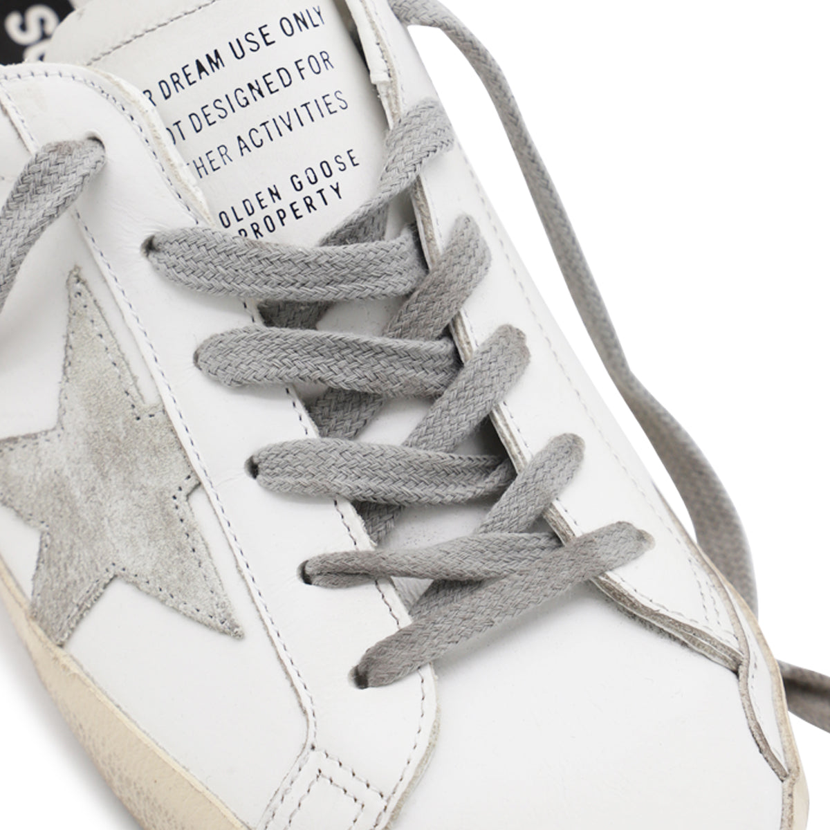WHITE AND GREY LEATHER SUPER STAR SNEAKERS